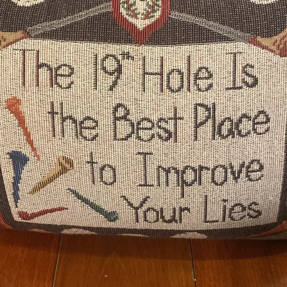 Riverdale Golf tapestry throw pillow The 19th Hole is the Best Place to improve